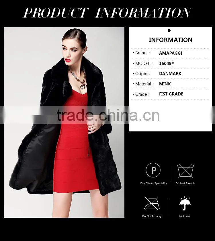 2015 popular winter real mink fur coat for womens