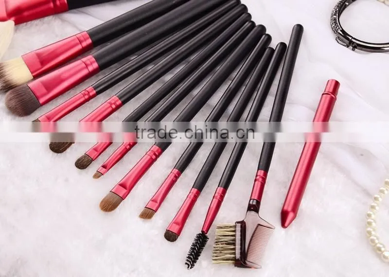 High quality 18pcs red makeup brush set,stock product with factory price