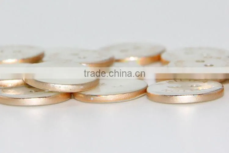 2 Holes Fancy High Quality Plate Gold Japanese Agoya Shell Button with Logo Engraved On