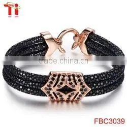 stainless steel geniune leather bracelet pokemon go bracelet