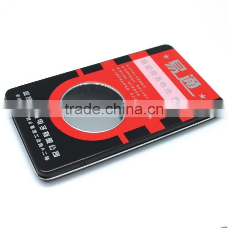 wholesale tin box for packing battery / usb, window lid metal battery boxes