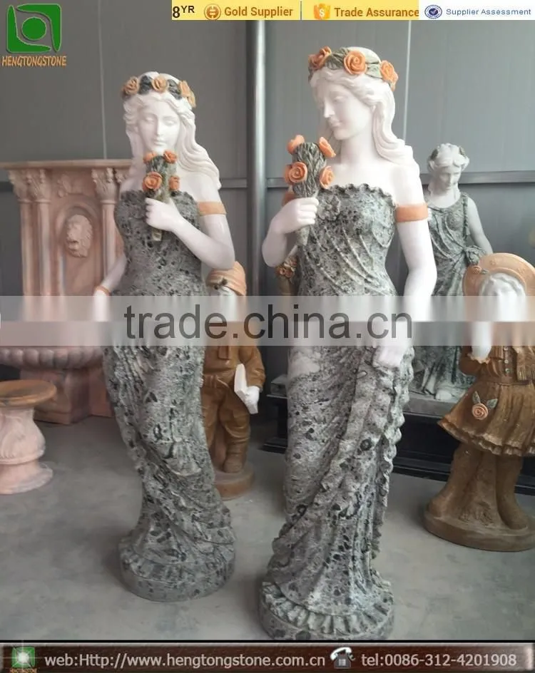 Marble Figures Carving Statue With Flowers