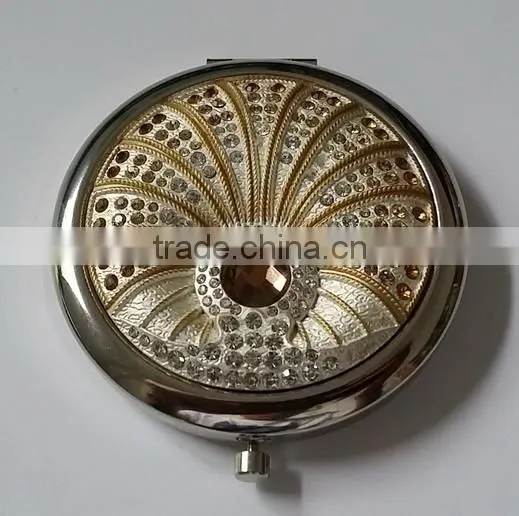 quality folding pocket mirror ,peacock design compact mirror
