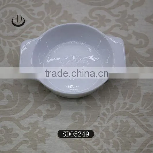 microwave oven ceramic mini baking dish,Handled round dish