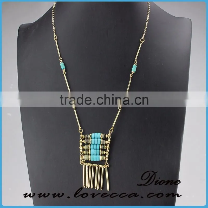 Wholesale Jewelry Gemstone Natural Stone Crystal Quartz Pendant Turquoise Necklace