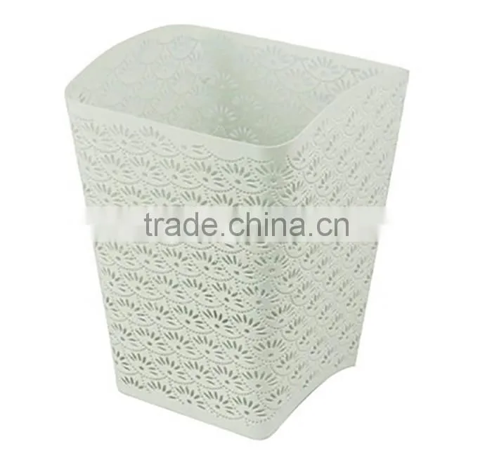 White Arc-shape Metal Punched Spray Open Top Trash Can