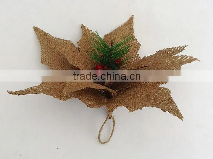 new design linen poinsettia flower christmas decorations