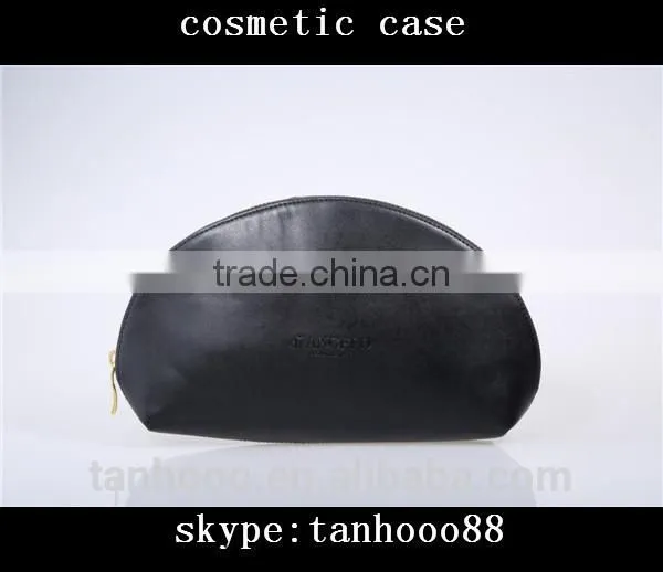High Quality Black Shell Shape Makeup Case Leather Cosmetic Bag Case