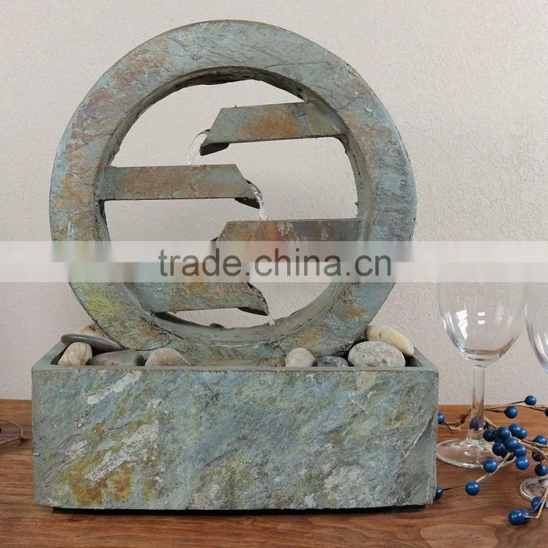 4-Level Slate Tabletop Water Fountain with LED Light