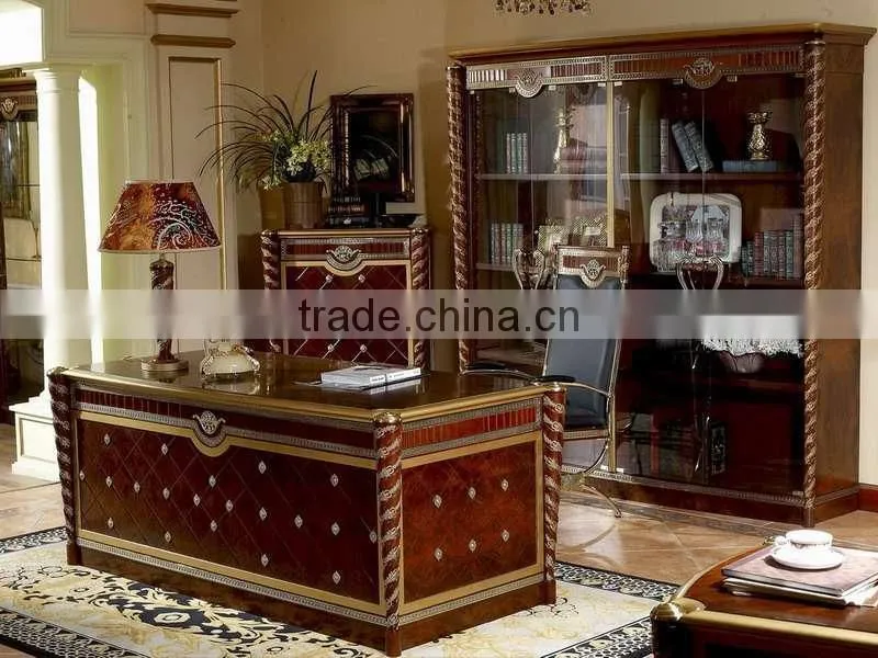 Luxury European Style Executive Office Desk;Antique,Carved Wooden Office Table set,Classical Office Furniture,Desks (BG600040)