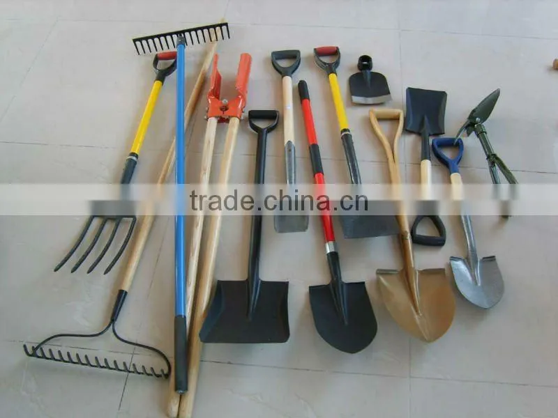 2013 new painted TUV/GS standard fiberglass poly grip garden shovel with fiberglass and wooden handle rake