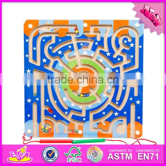 2017 New products develop intelligence children toy wooden magnetic maze W11H018