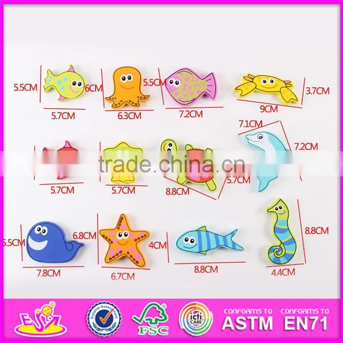 2016 new design magnetic wooden children fish toy W01A088