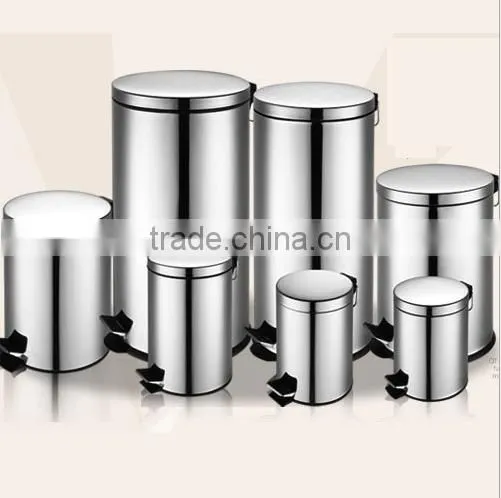 pictures printing 410# stainless steel dustbin/trashcan with good quality