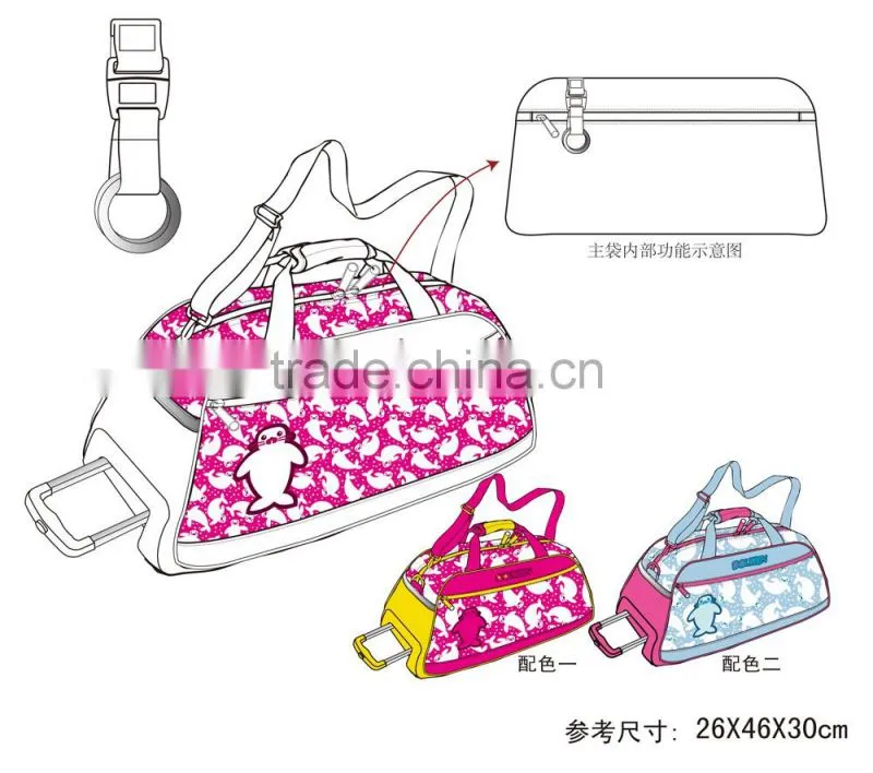 Cartoon penguin kids trolley duffel bag