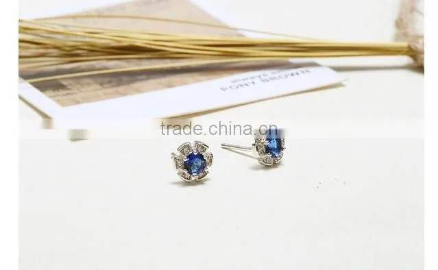 Exquisite Cheap beautiful flower 925 sterling silver earring with AAA CZ stone