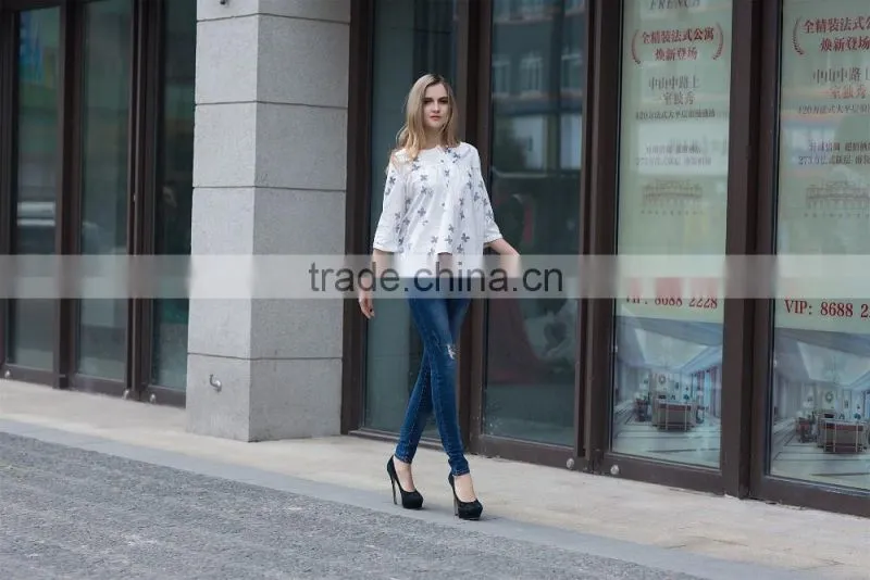 casual blouse summer blouse fashion loose style blouse for young ladies