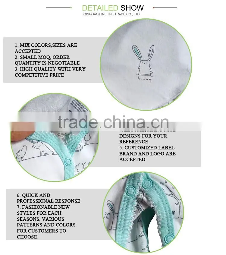 Top Quality Newborn Soft Cotton Unisex Plain Baby Rompers With Waterproof Bib