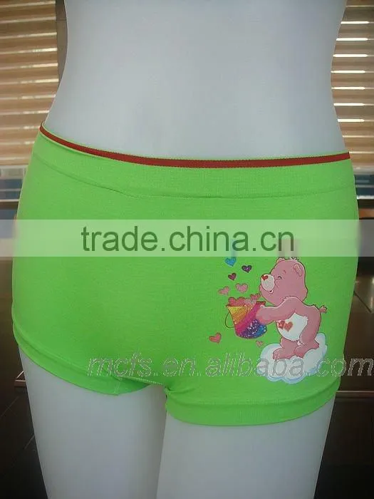 Green cartoon printing women boxers underwear seamless ladie's boxer shorts panty
