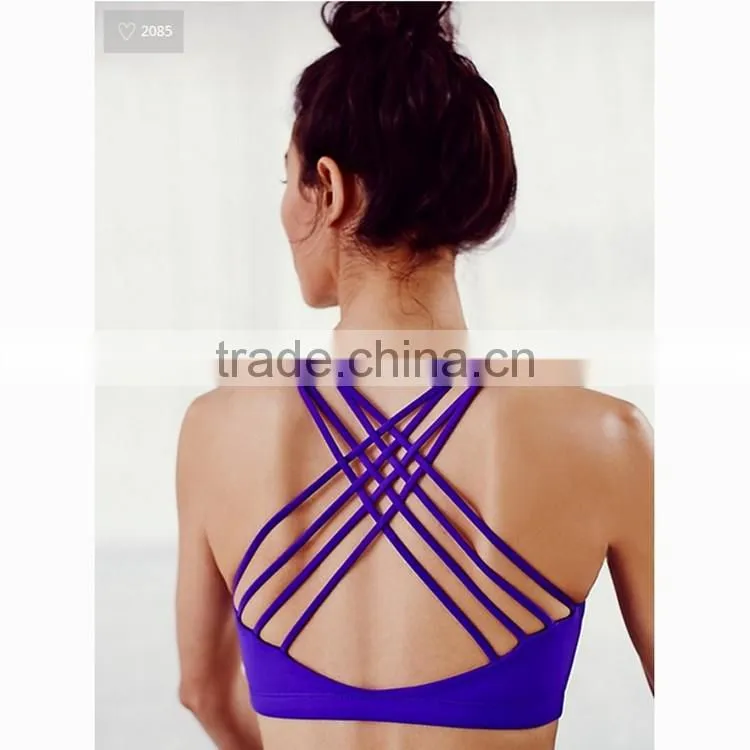 Nylon Spandex Sport Tops Running Fitness Cross Back Sports Bra