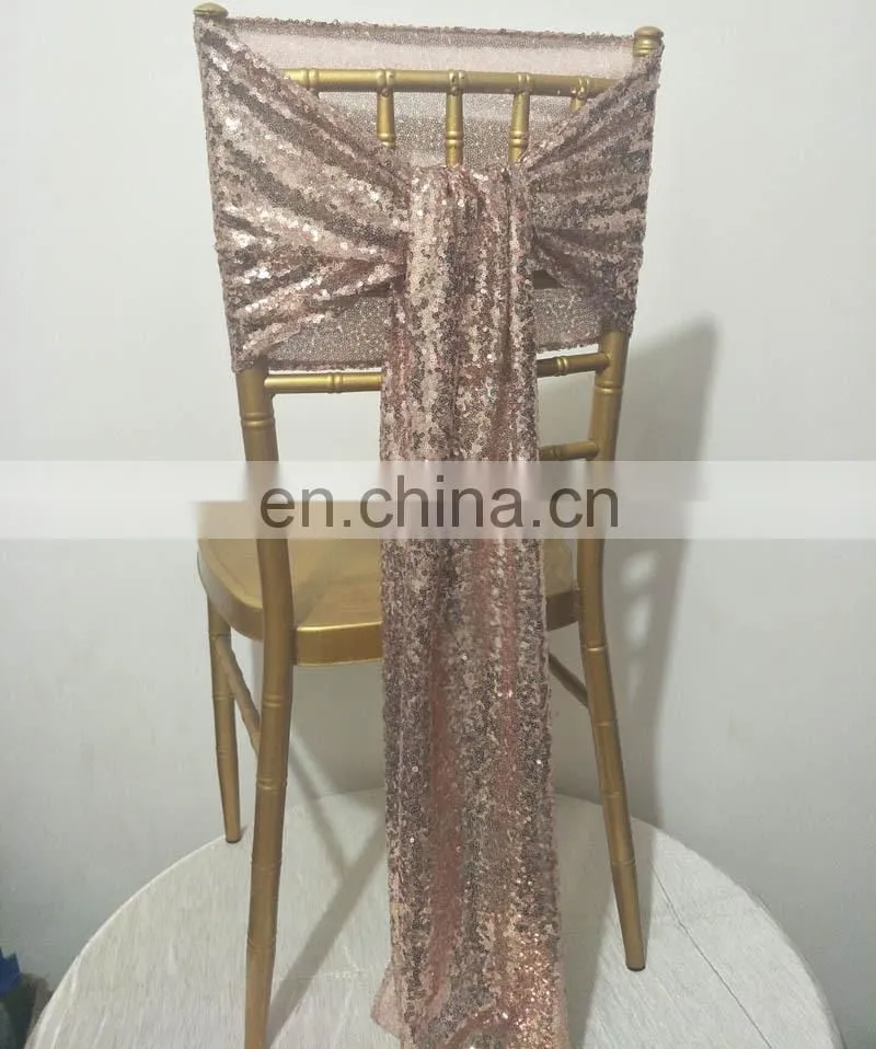 Graceful Popular High Quality Rose Gold Sequin Chair Sash