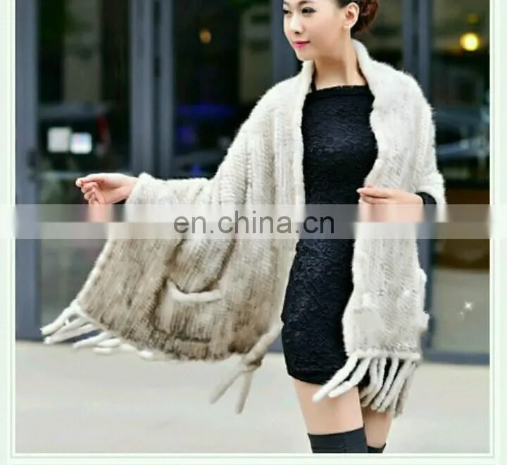 knitted mink tails shawl mink stole North American Canada style