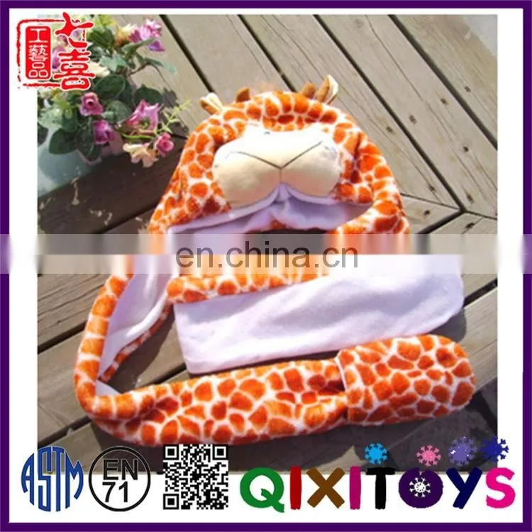 Hot sale personalized christmas ornaments interesting plush animal head giraffe hat wholesale