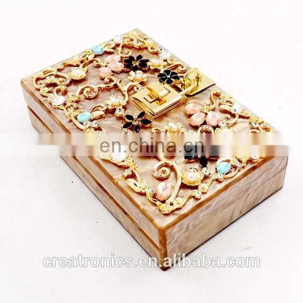 CR Quality strictly controlled and inspected Chinese traditional engraving styled surface lock decoration brown acrylic women