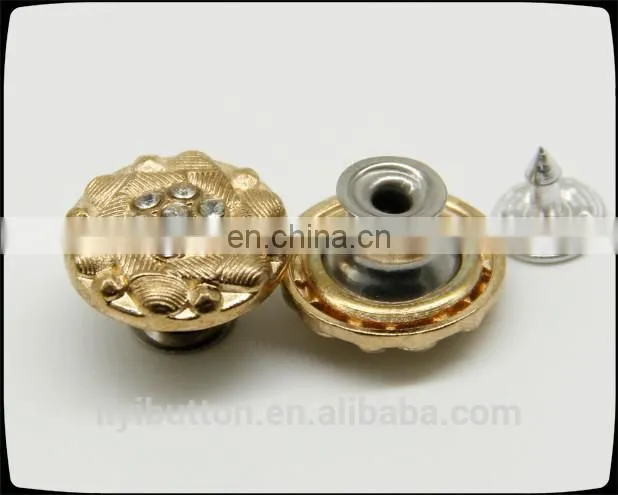 wholesales manufacturer metal coat button, removable shank metal diamond shaped button for jeans