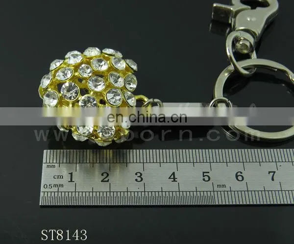 Fashion Heart Shaped Metal Keychain with Crystal Diamond for Wedding Gift