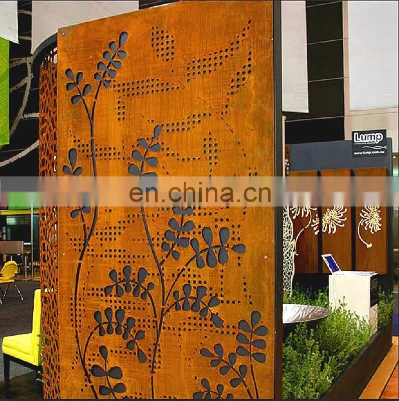 Customized high quality laser cutting corten rusted steel screen