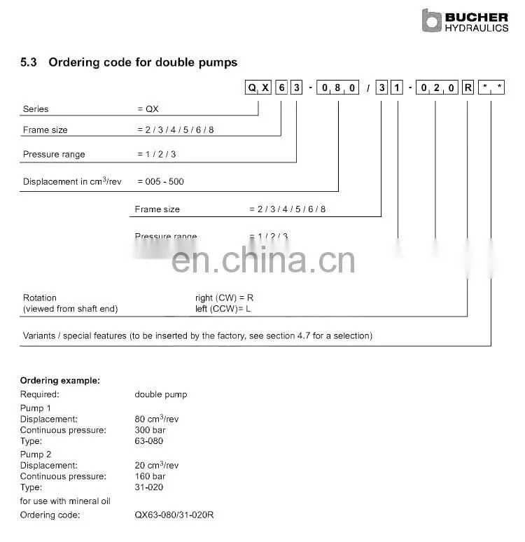 original import BUCHER QX series high pressure pump QX22 QX32 QX42 QX52 QX62 QX82 hydraulic pump