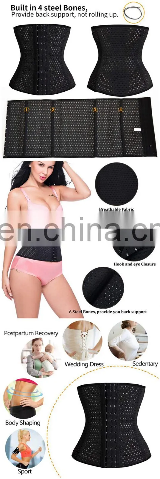 Tummy Control Body Shaper Workout Sweat Belt Shapewear Waist Trainer Corset for Women