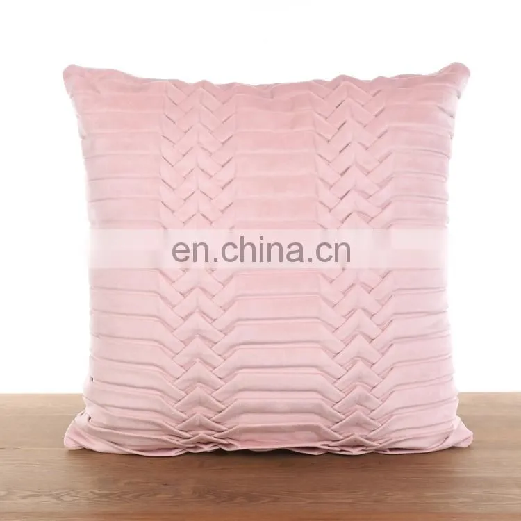 New products pink velvet wrinkle cushion cover/sofa cushion throw for home decor