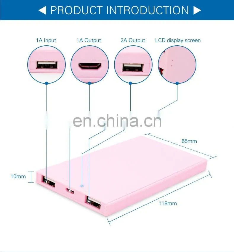 4000mah polymer Power Bank External Battery Charger plastic super thin portable power bank charger