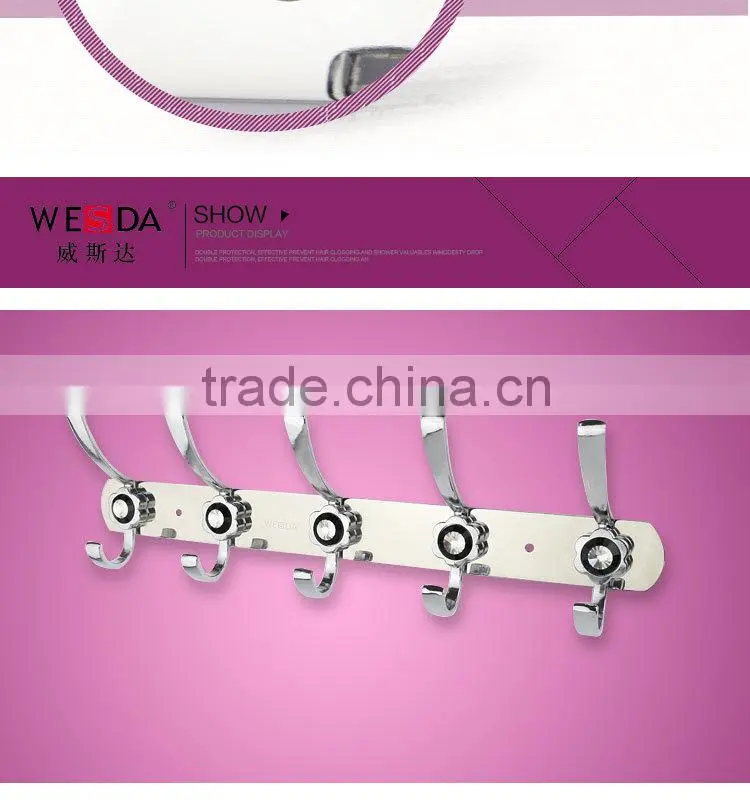 Decorative Stainless Steel Clothes Hook with black diamond(303)