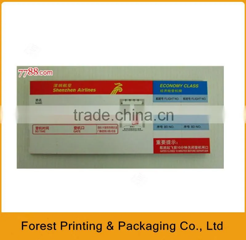 Direct thermal boarding pass printing,thermal cheap air ticket wholesale