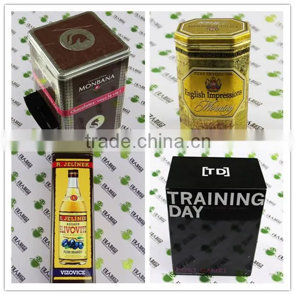 Empty round shape CMYK tinplate pinting tea tin case