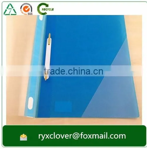Plastic transparent report file folder with spine Q bar