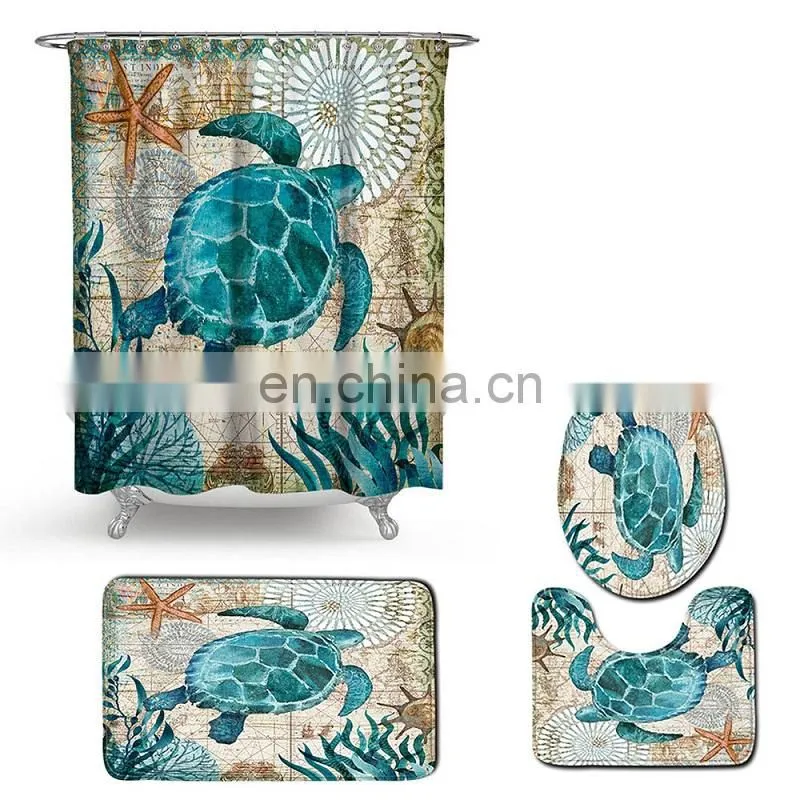 Luxury Famous Brand Latest Linen Custom Bathroom Shower Curtain and Rugs