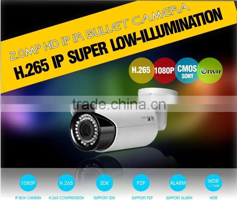 Hot Design Bullet Camera H.265 Full HD 2.0MP IP Super Low-illumination Outside Adjust Lens IR Bullet CCTV Camera 110dB WDR