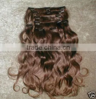 18" loose wave human hair clip in hair extensions 7pcs/set, 10pcs/set