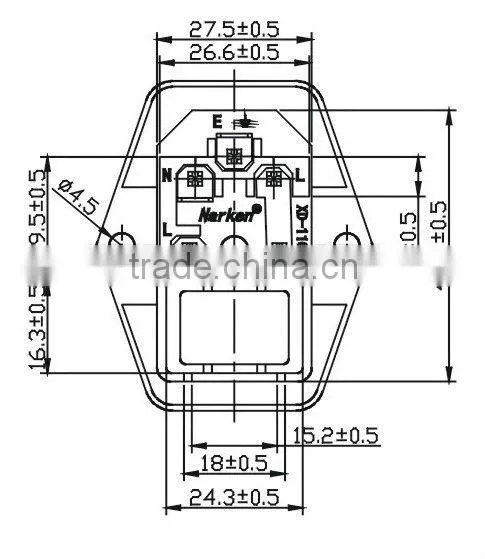 Iec inlet AC desktop socket with puse holder and switch