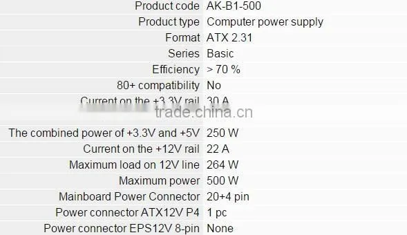 Power Supply AK B1 500W PSU
