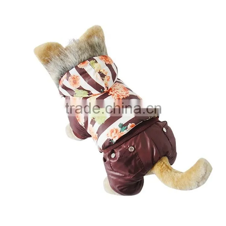 Luxury fur flower cotton coffee dog clothes