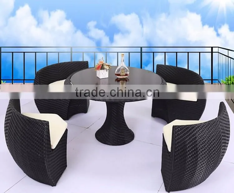 New Design Leisure PE Wicker Dinette Rattan Sofa For Garden Cheap Round Rattan Sofa Set