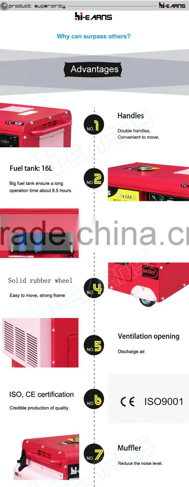 5KVA red color with hour meter used small diesel generators