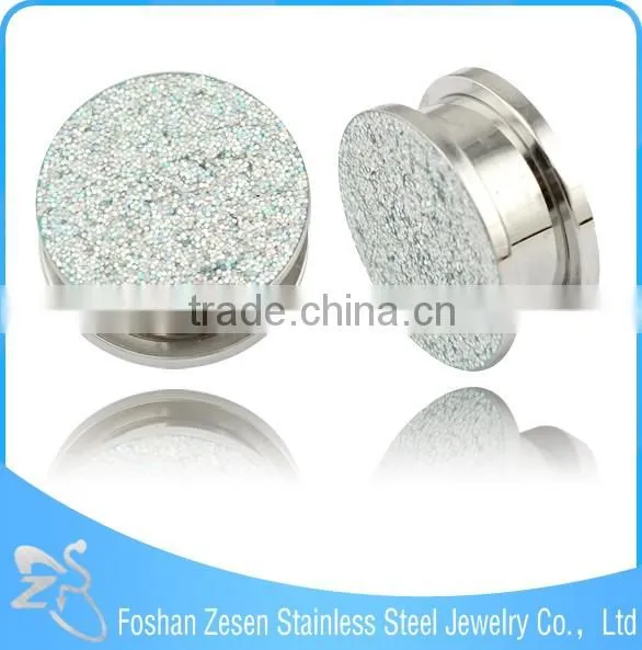 Surgical Steel Body Piercing Jewelry Glitter Powder Eyelets Ear Tunnels