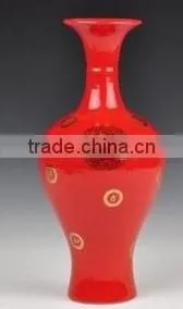 Antique decorative ceramic red vase