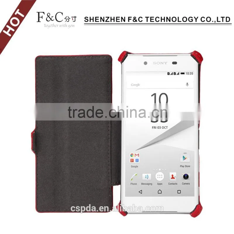 Factory price PU stand heat setting case for Sony xperia z5 5.2 inches